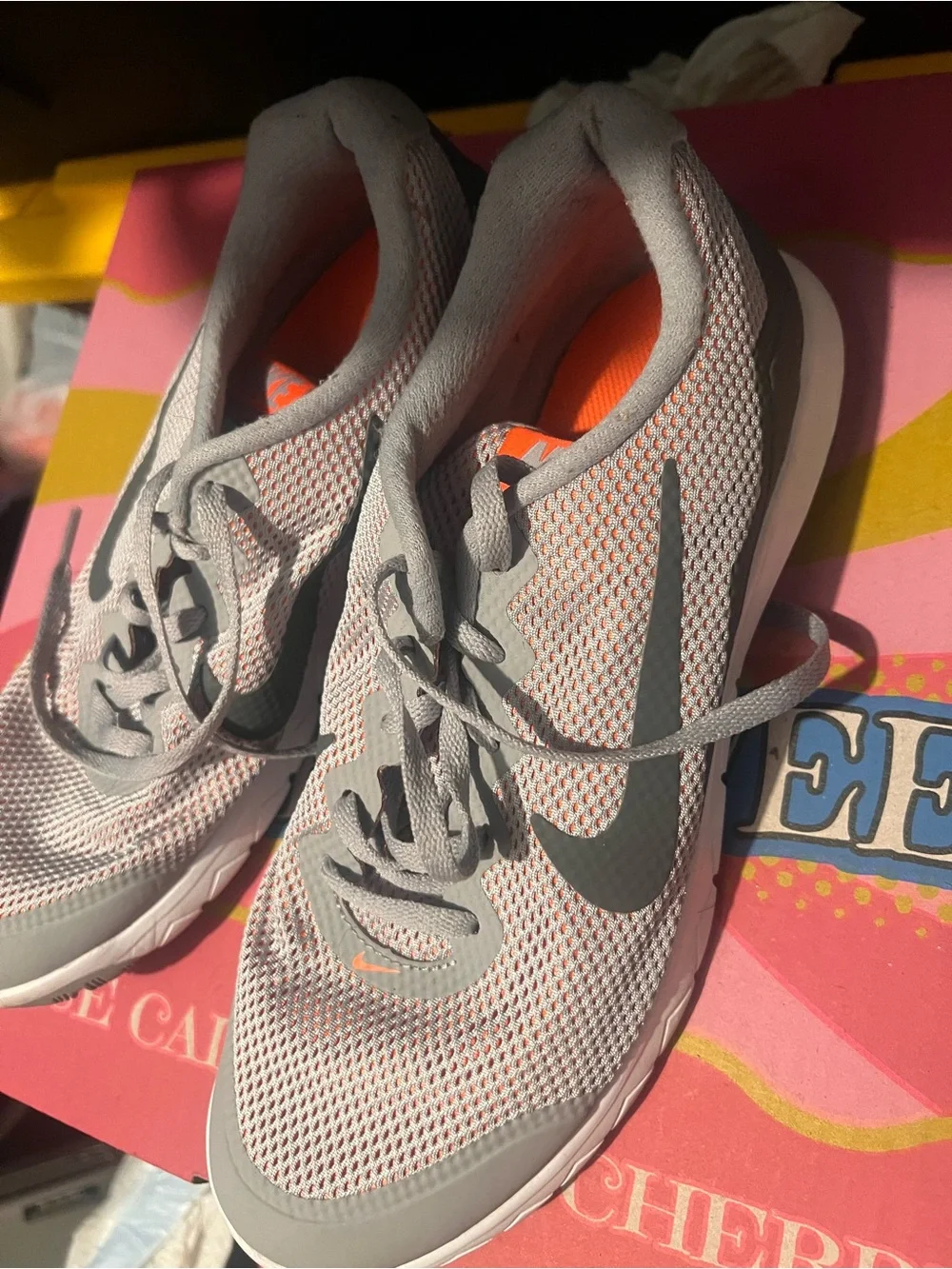 Nike Gray and Orange Women's Running Sneakers